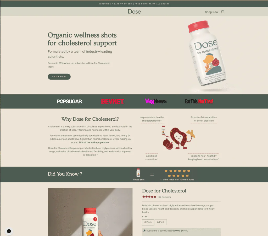 Example of Hero style ecommerce landing page.